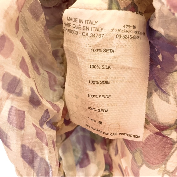 Prada Silk Floral Print Blouse Size: 4 - Picture 9 of 9